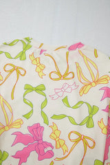 Printed Round Neck Long Sleeve Top and Shorts Set