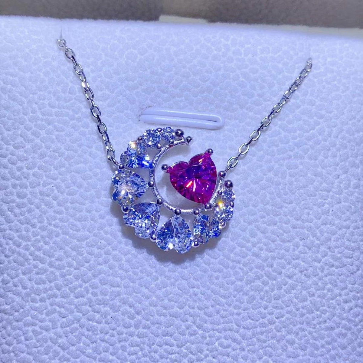 1 Carat Moissanite 925 Sterling Silver Heart Necklace - Admiresty