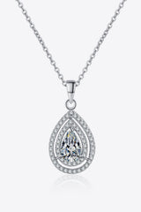1 Carat Moissanite Teardrop Pendant Necklace - Admiresty