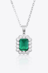1.5 Carat Lab - Grown Emerald Pendant 925 Sterling Silver Necklace - Admiresty