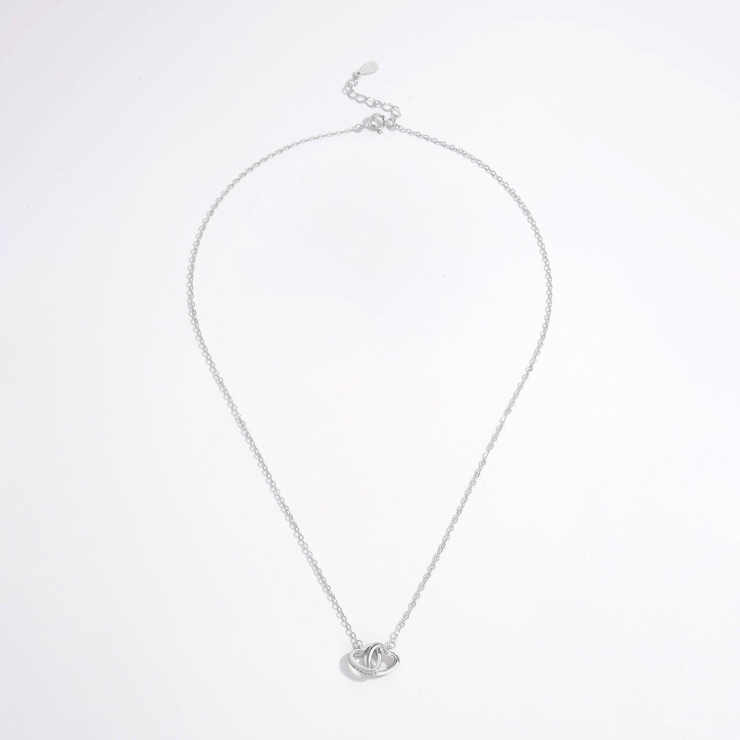 925 Sterling Silver Inlaid Zircon Heart Necklace - Admiresty