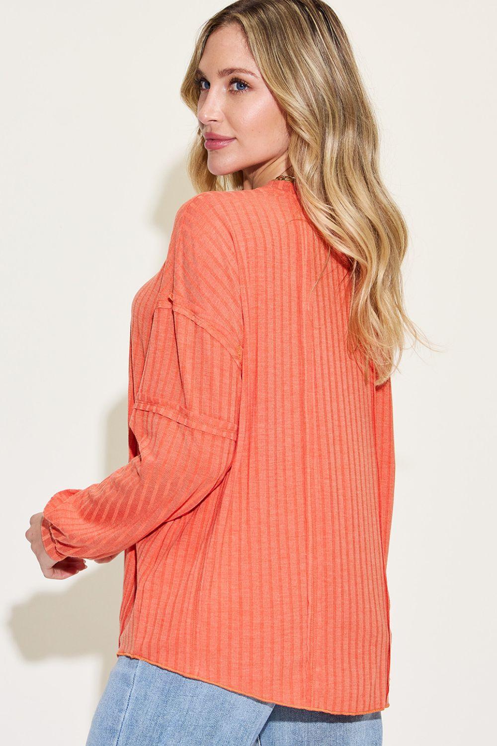 Basic Bae Full Size Ribbed Round Neck Long Sleeve T - Shirt - Admiresty