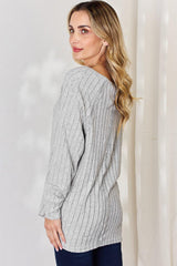 Basic Bae Full Size Ribbed Round Neck Slit T - Shirt - Admiresty