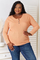 Basic Bae Half Button Long Sleeve Top - Admiresty