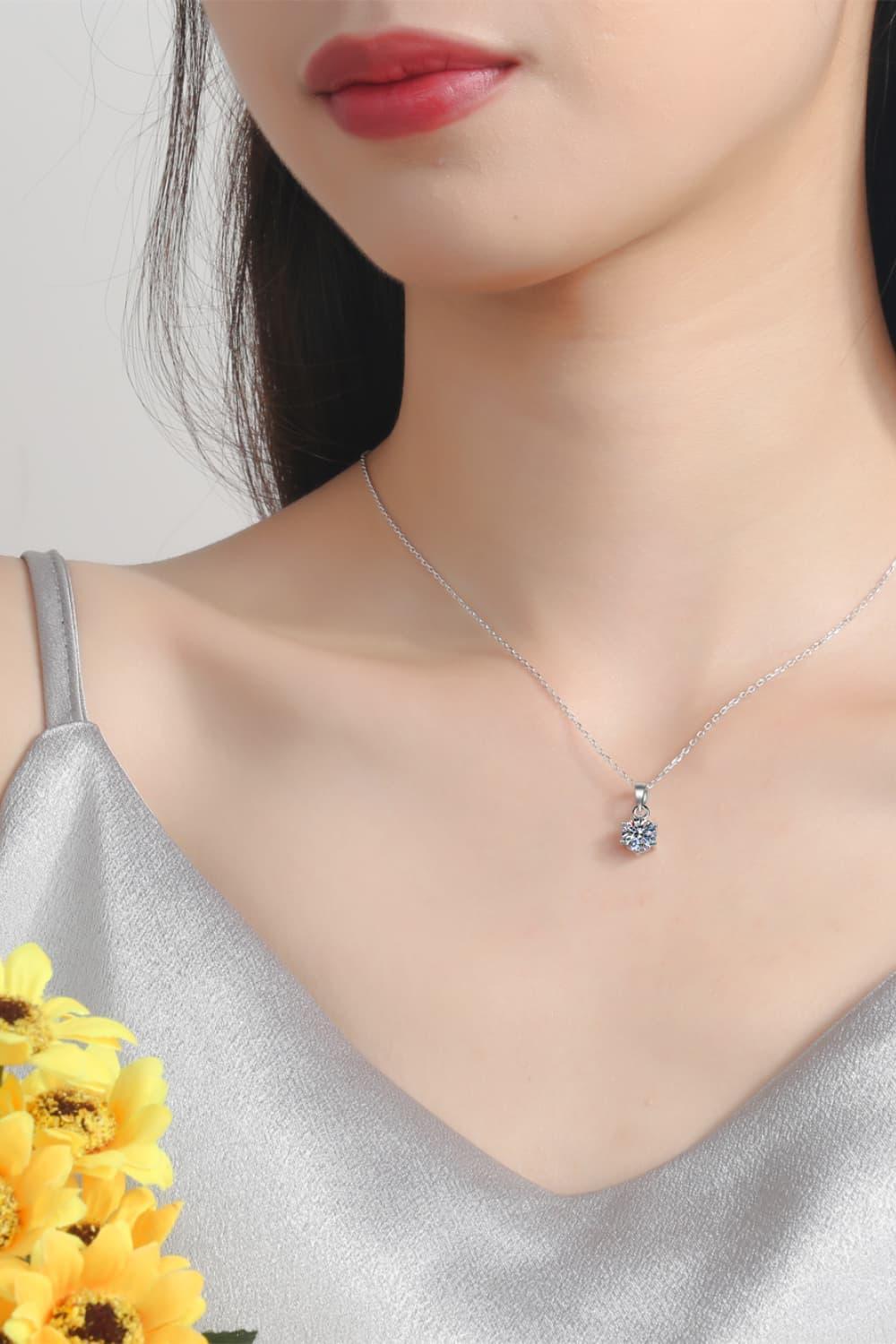 1 Carat Moissanite 925 Sterling Silver Necklace - Admiresty
