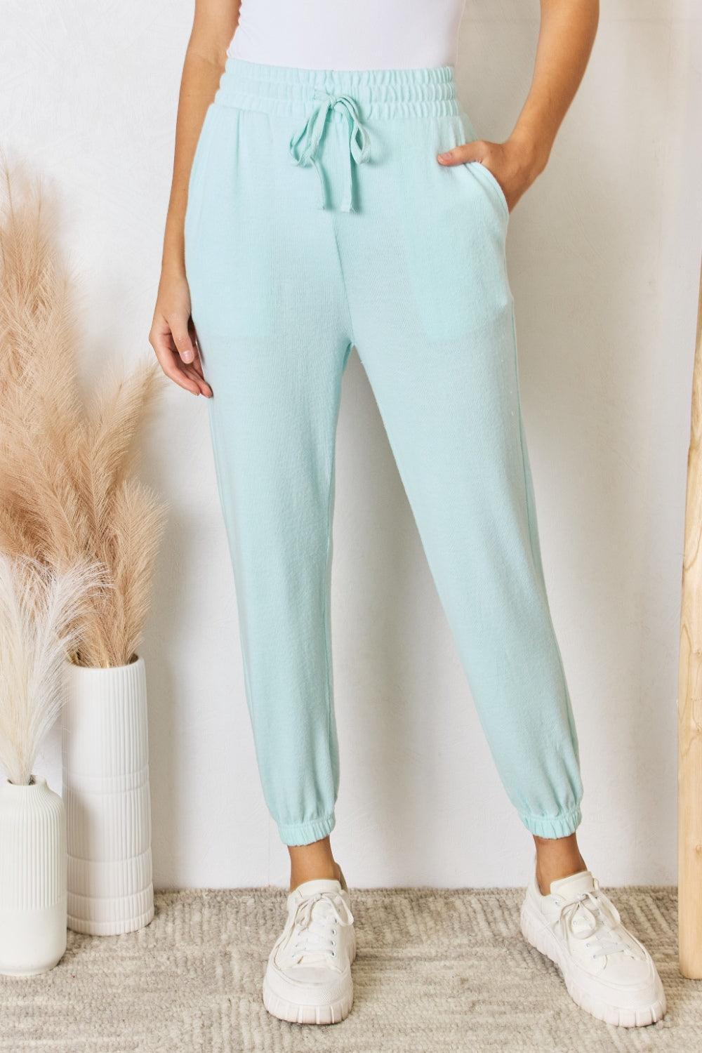 RISEN Full Size Drawstring Ultra Soft Knit Joggers