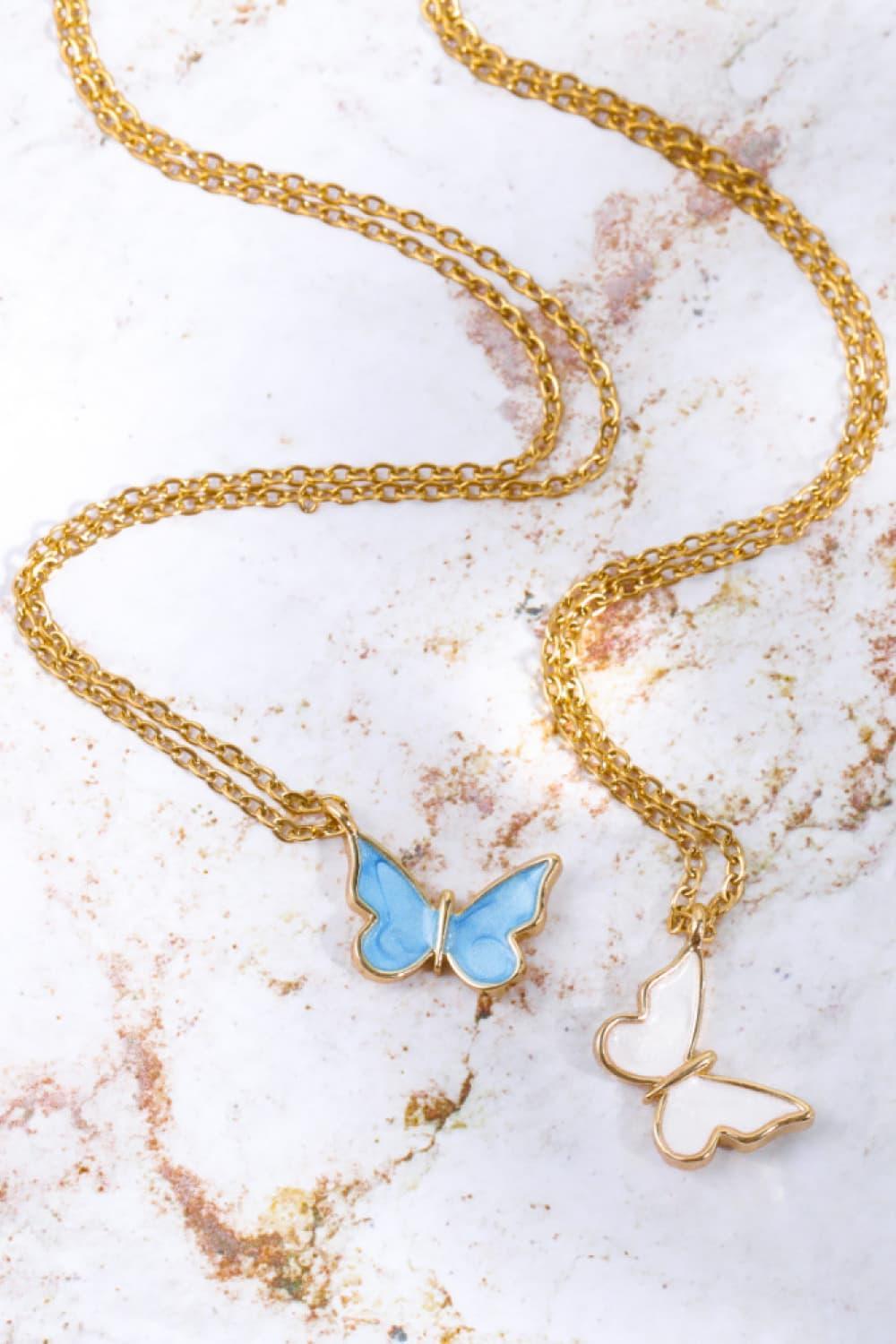 Butterfly Pendant Copper 14K Gold - Plated Necklace - Admiresty