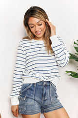 Double Take Striped Long Sleeve Round Neck Top - Admiresty